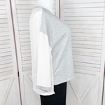 Loft Knit Chiffon Back Pullover Athleisure Top Grey Cream Large Photo 2