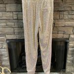 Velvet Gold/white irresdescent Shimmery sequin Track Pants‎ Gold Size M Photo 3