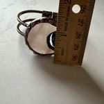 Rose Quartz Crescent Moon and Labradorite Copper Hinged Bracelet Boho Cuff Pink Photo 6