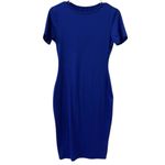 Royal Blue Short Sleeve Midi Bodycon Shirt Dress Womens Small Photo 5