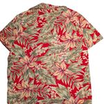 Sag Harbor Vtg 1990s Red Green Hawaiian Aloha Floral Print Button Up Top XL Photo 1