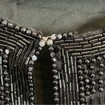 Scala Vintage Silk Beaded Jacket Formal Black Long Sleeves Large Flaws Black Tie Photo 4