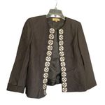 NWT Kasper Separates Jacket w/ Silver Embroidered Shapes Size 12P Black Photo 0