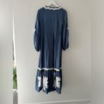 Farm Rio  Blue Embroidered Long Sleeve Dress M Photo 9