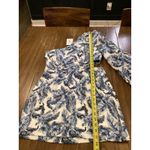 Cami NYC  Pandora one shoulder puff sleeve cut out linen mini Dress blue multi 8 Photo 5