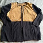 Talbots Petite Coatigan Open Front Cardigan Color Block Tan Black Structured PXL Photo 0