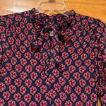 Gap Color Block Tie Neck Blue and Red Dress with Clover Print Women’s Size 2 Photo 2