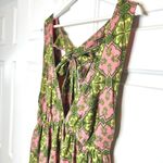 House of Harlow  1960 Pink Green Linen Blend Tie Back Tiered Dress L Photo 1