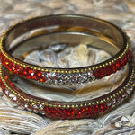 Red and Clear Crystal Indian Style Bangles Photo 0