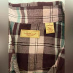 North Crest  Maroon Plaid Flannel Button-up Shirt Hi-Low Hem Front Pockets Size 1X Photo 5