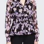 Diane Von Furstenberg ✨ Jacie Floral Tie-Neck Silk Sz Medium Blouse✨ Photo 0