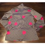 Victoria's Secret ⭐️  Satin Pajama Top Pocket Houndstooth Hearts Button Up Small‎ Photo 3