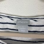 Chico's  Women's Striped 100% Linen‎ Blend T Shirt Short Sleeve Size M Casual Top Photo 2