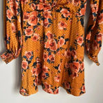 Free People NEW Morning Light Golden Yellow Print Long Sleeve Mini Dress Photo 6