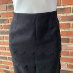 Maeve Anthropologie  Black Wool Skirt sz 4 Pencil Skirt Tiered Scallop Hem Photo 4