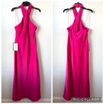 Adrianna Papell  Stretch Satin Halter Gown Hot Pink 10 Photo 2