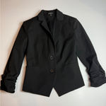 EXPRESS  Black Ruched Sleeve‎ Blazer Jacket Fitted Business Career Size 0 Photo 0