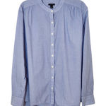 Ann Taylor  Womens Blue Pinstripe Buttondown Shirt Size Large Photo 0