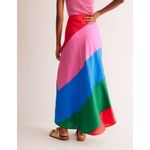 Boden Multicolor Patchwork Linen Bias Maxi Skirt Pink Size 12 Photo 2