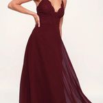 Lulus Madalyn Burgundy Lace Maxi Dress Size XS Photo 0