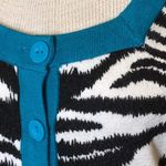 Kenar Sweater Teal White Animal Print Cardigan M Photo 2