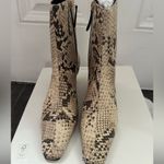 Schutz Dellia Leather Bootie Snake Print Mid Sculptural Heel Square Toe NEW 6.5 Photo 4