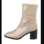 Intentionally Blank Contour Beige Croc Embossed Leather Heeled Boots 9 Tan Photo 0