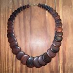 Wooden Statement Bib Necklace Vintage Brown Photo 0