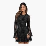 Lulus  Darling Era Black Lace Appliqué Ruffled Mini Dress Evening Gothic Small
L Photo 1