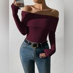 We The Free Off-Shoulder Burgundy Sweater Photo 3