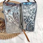 Tory Burch Limited Edition T Monogram Embossed Metallic Silver Cube Handbag Photo 6