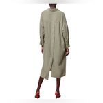 ZARA  Green Linen Blend Shirt Dress with Pockets Size M Photo 3
