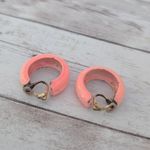 Vintage Clip On Earrings Retro Hoops Peach Like Tone Photo 8