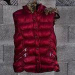 Coutudi Red Puffer Quilted Faux Fur Vest Women's Large Photo 0