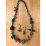 Tribal Glass Beaded Necklace Earrings Set Handmade Photo 1