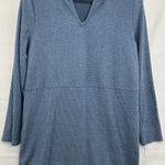 J. JILL Hooded Ribbed Knit Tunic Sweater Long Sleeve in Blue Large Comfortable Photo 0