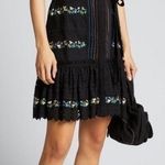 SALONI Pintuck Embroidered Boho Peasant Dress Black Size 0 Photo 0