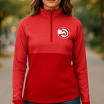 Adidas  Womens Quarter Zip Pullover Sz M Climalite‎ 2-Tone Red Atlanta Hawks NBA Photo 0