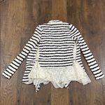 Anthropologie Postmark Navy/Cream Striped Lace Cardigan Photo 6