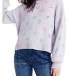 Madewell Sweater XXS Floral Pointelle Pullover Lavender Purple Balloon Sleeves Photo 4