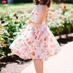 Gal Meets Glam Cassie Floral Tie Back Fit & Flare Linen Dress in Soft White Photo 5