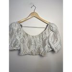 Saylor  Jenni Top Blouse Cropped White Beige Lace Zip Puff‎ Sleeve M Retail $253 Photo 1