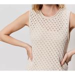 Sanctuary  Women Knit Crochet Sleeveless Mini Dress M Cream Textured Open Weave Photo 3