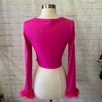 Boutique NEW Pink Feathered Cardigan Photo 7