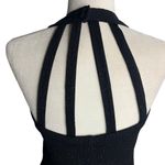 XScape Vintage Y2K  Cropped Halter Top S Black Metallic Button Neck Lined Photo 3