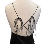 None Satin Drawstring Long Black Maxi Dress Size Large Photo 5