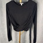 Bar III  cropped crossover black long sleeve top. Size medium, like new! Photo 3