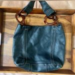 Kate Landry  Black Leather Purse Tortoise Shell Chain Strap Photo 4