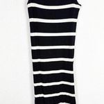 ZARA  Navy Striped Square-Neck Maxi Dress Medium Ribbed Knit Stretch Minimalist Photo 7