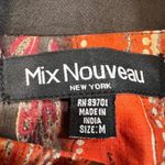 Vintage Mix Nouveau 100% Cotton Boho Patchwork Paisley Midi Skirt Red Black M Orange Size M Photo 7